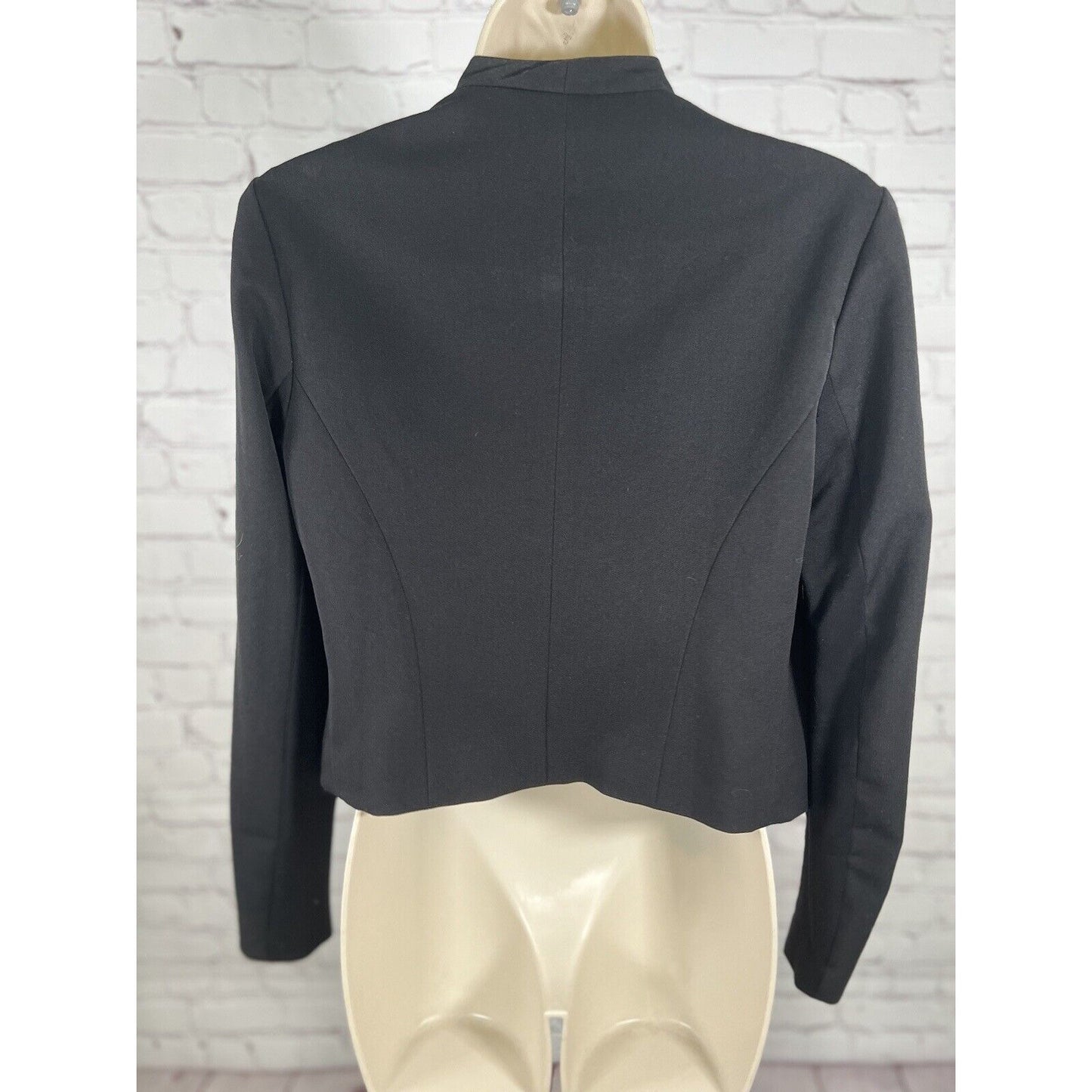 Anthropologie Elevenses Cardigan Open Solid Black Cropped Long Sleeve USA Size 4