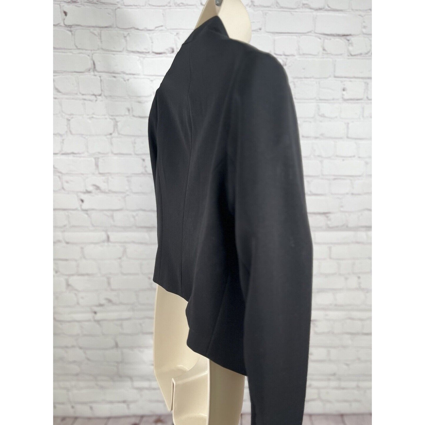 Anthropologie Elevenses Cardigan Open Solid Black Cropped Long Sleeve USA Size 4