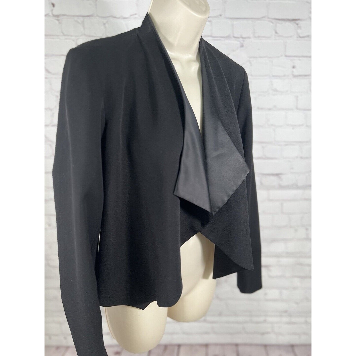 Anthropologie Elevenses Cardigan Open Solid Black Cropped Long Sleeve USA Size 4