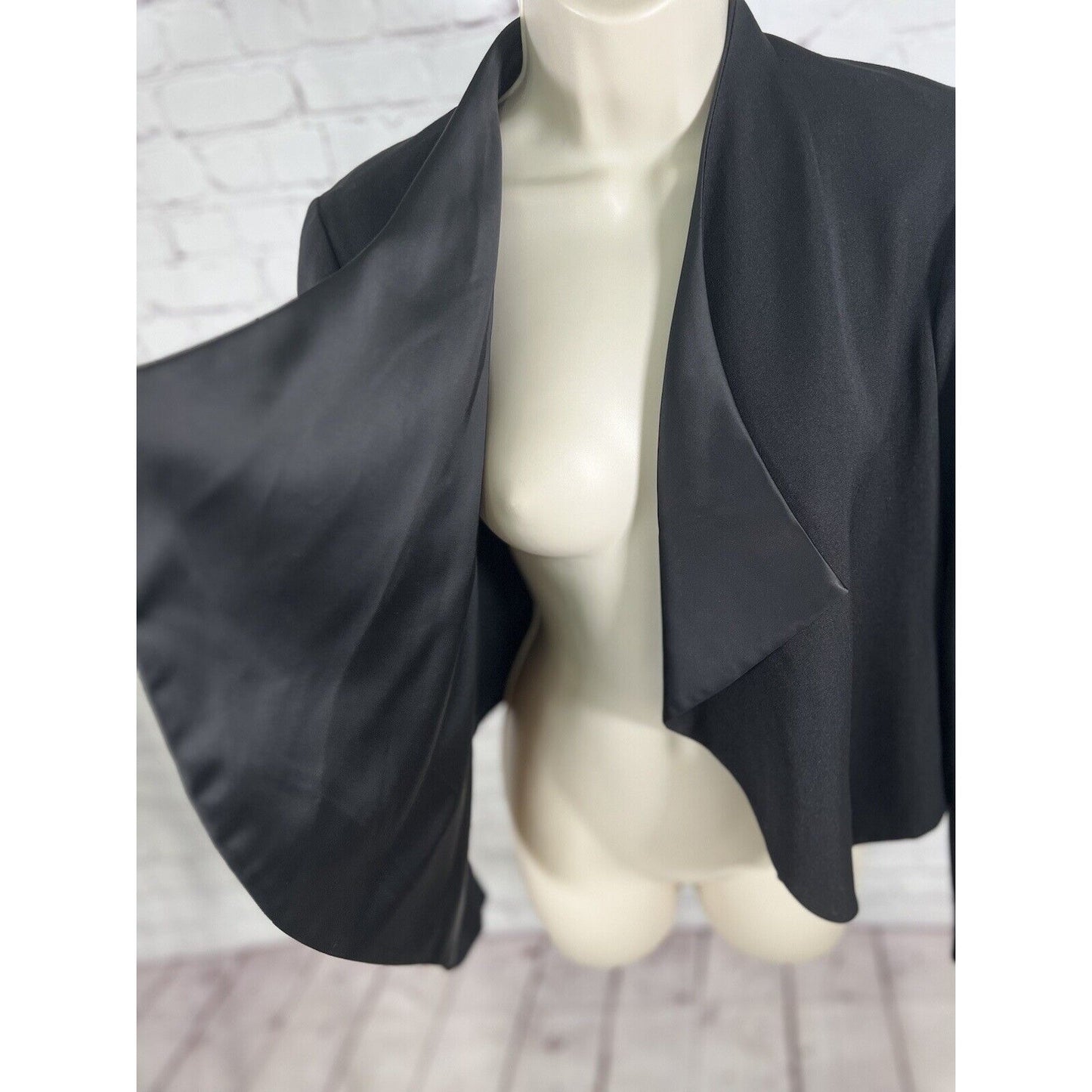 Anthropologie Elevenses Cardigan Open Solid Black Cropped Long Sleeve USA Size 4