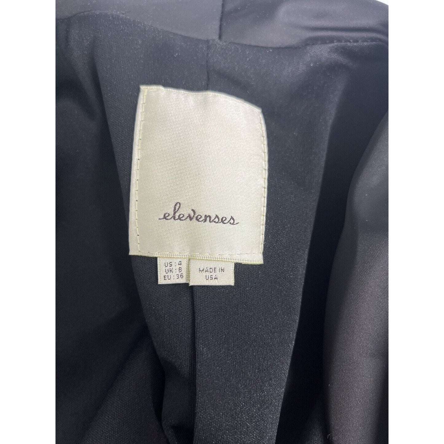 Anthropologie Elevenses Cardigan Open Solid Black Cropped Long Sleeve USA Size 4