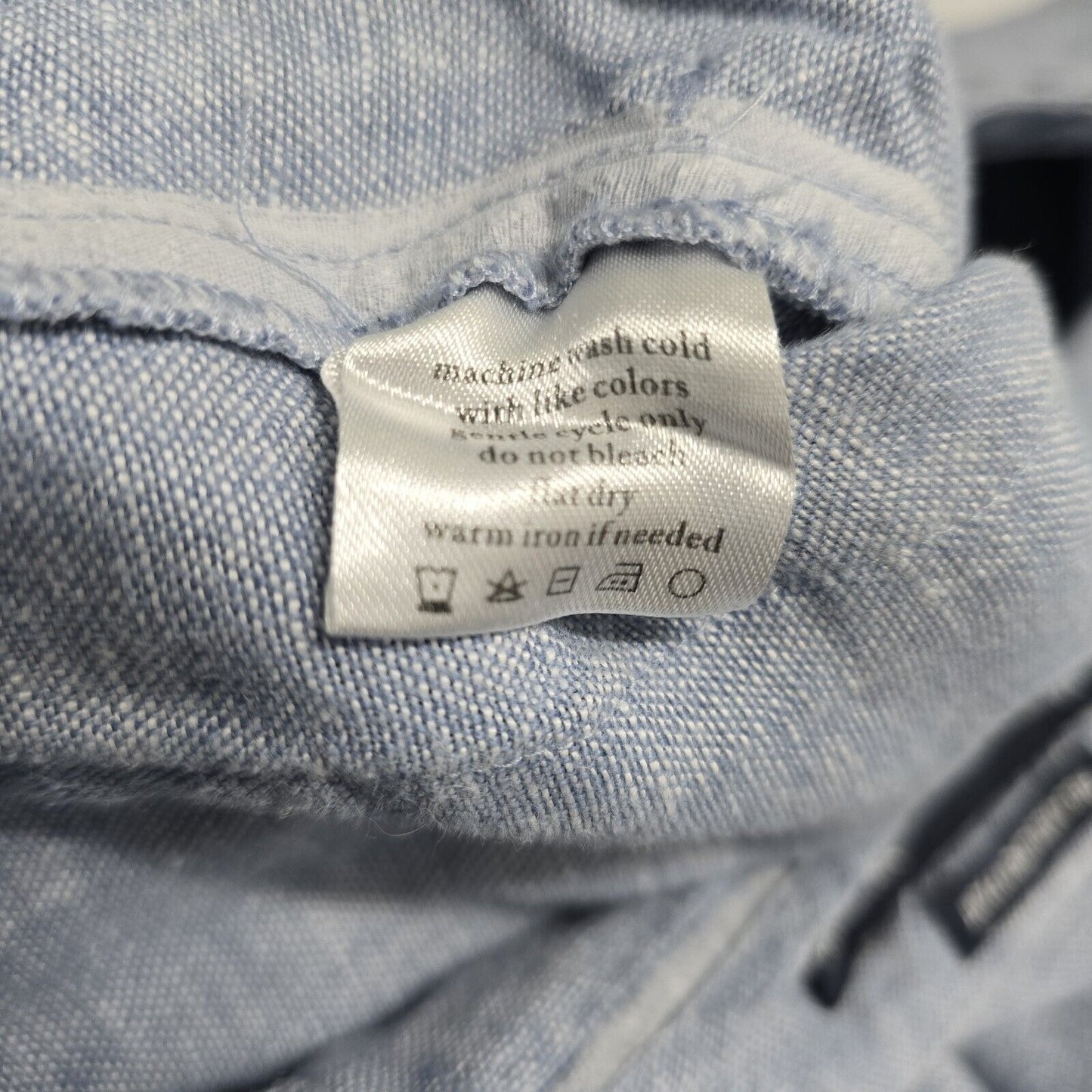 Island Company Relaxed 100% Linen Drawstring Light Blue Button Fly Pants Size XS