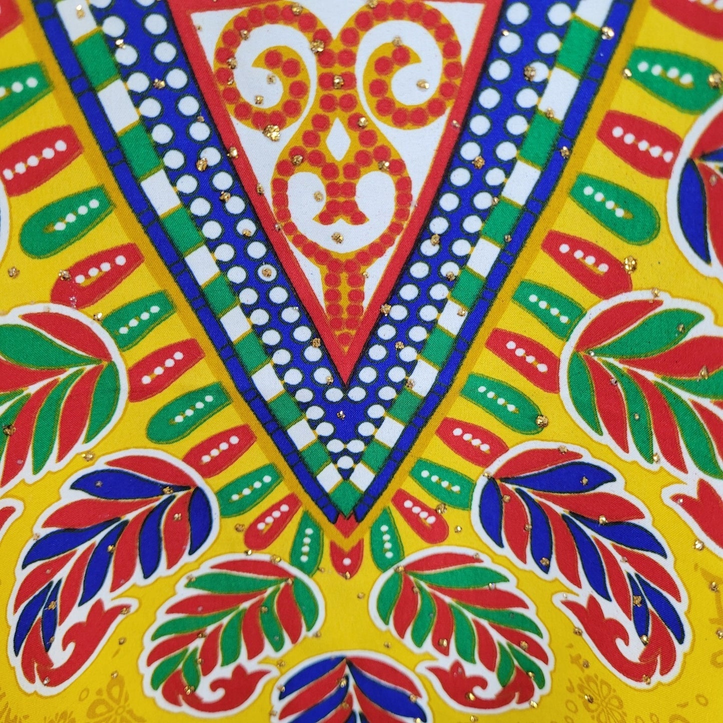 Sante Classics Yellow Floral Glitter Colorful Kaftan India Made Dress O/S