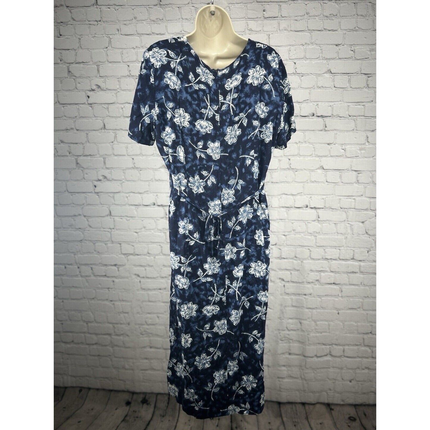 Brett Alixander Blue Hawaiian Adjustable Waist Short Sleeve Maxi Mumu Size 10