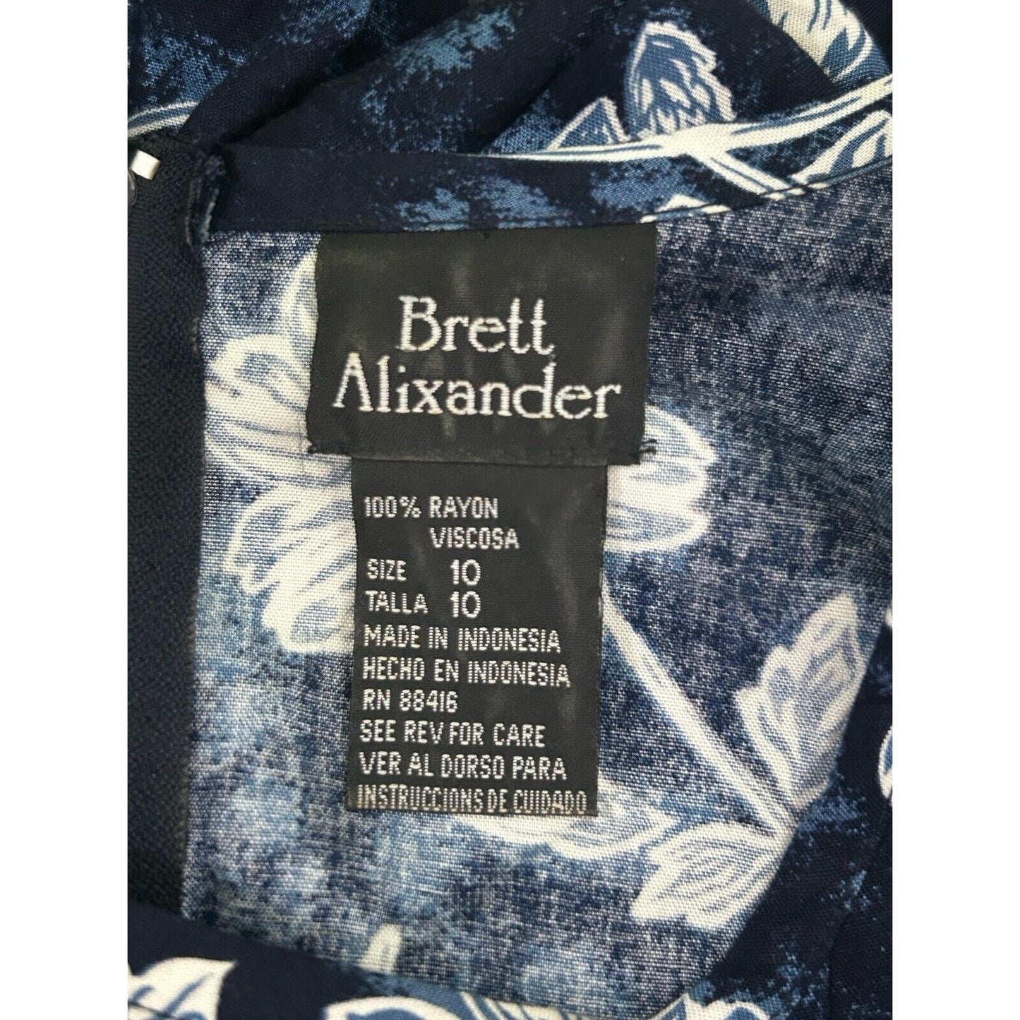 Brett Alixander Blue Hawaiian Adjustable Waist Short Sleeve Maxi Mumu Size 10