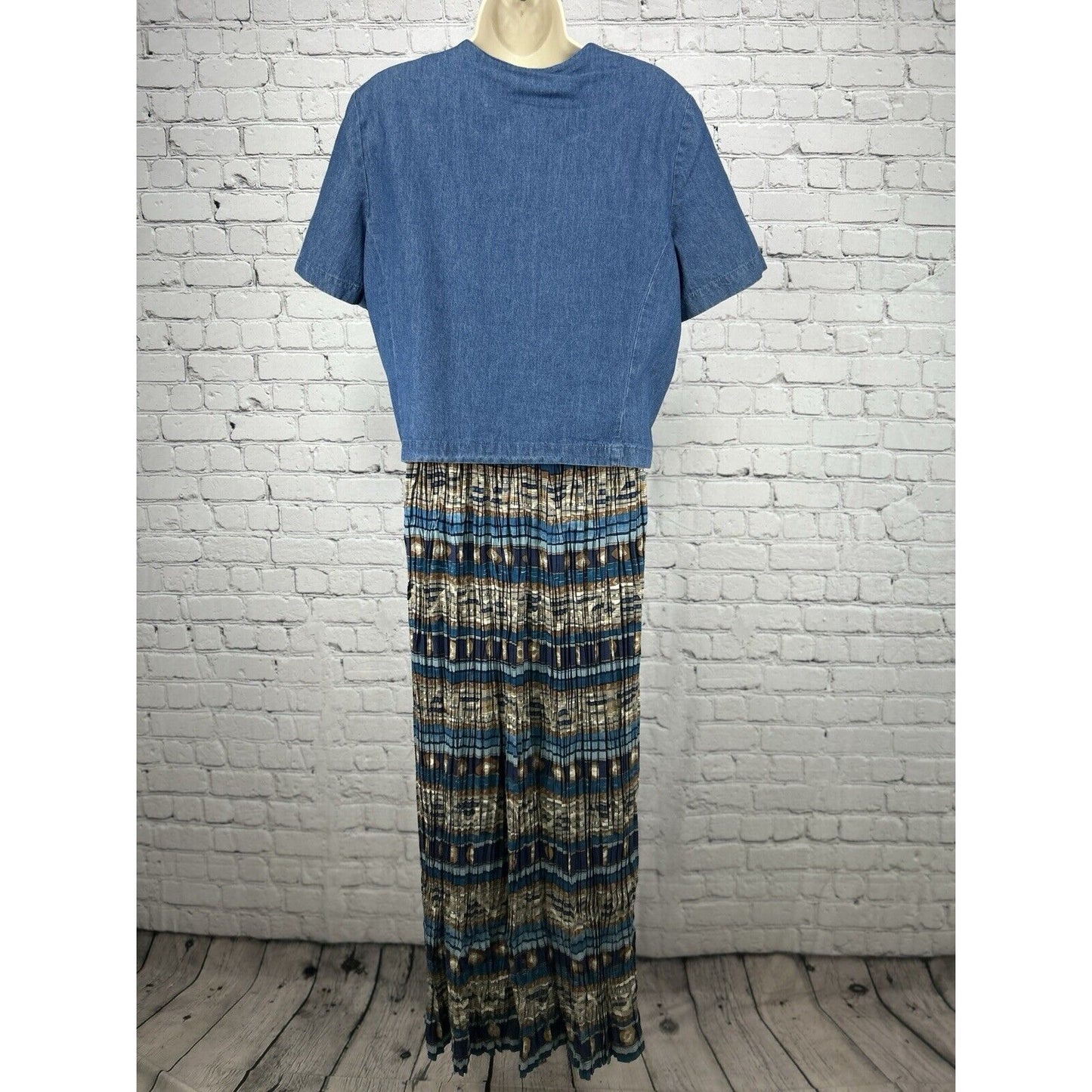 Stonebridge Blue Denim USA Made Button Up Shirt Elastic Waist Maxi Dress Size 10