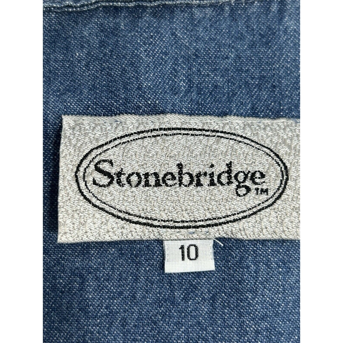Stonebridge Blue Denim USA Made Button Up Shirt Elastic Waist Maxi Dress Size 10
