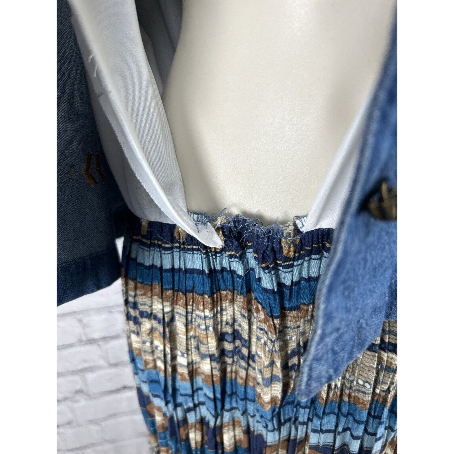 Stonebridge Blue Denim USA Made Button Up Shirt Elastic Waist Maxi Dress Size 10