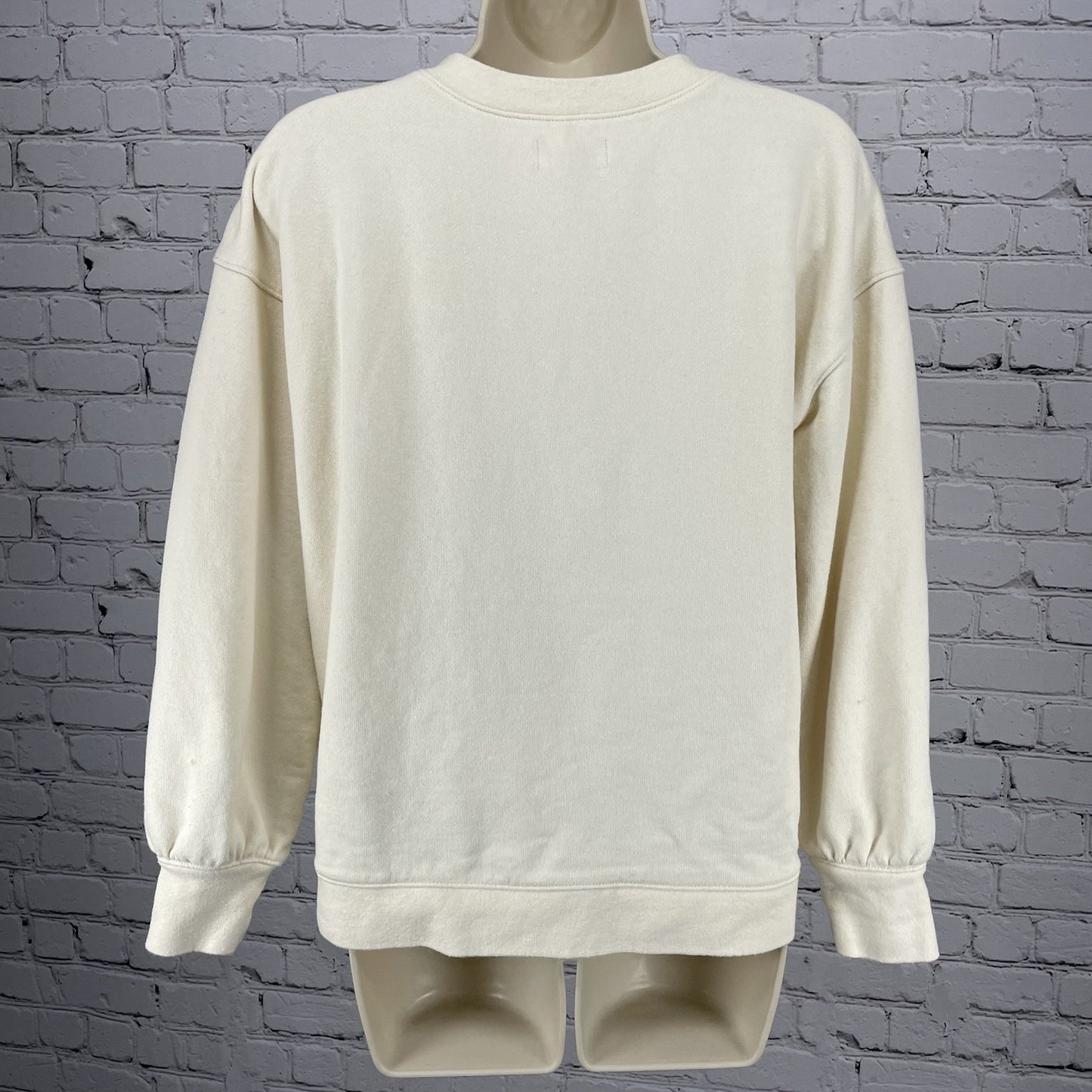 Madewell Cream Hemp Cotton Pullover Tie Relaxed Oversized Sweatshirt Size XS