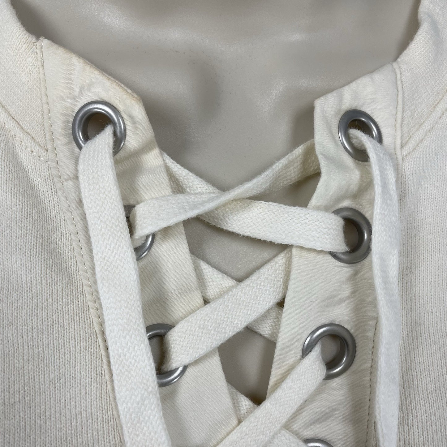 Madewell Cream Hemp Cotton Pullover Tie Relaxed Oversized Sweatshirt Size XS