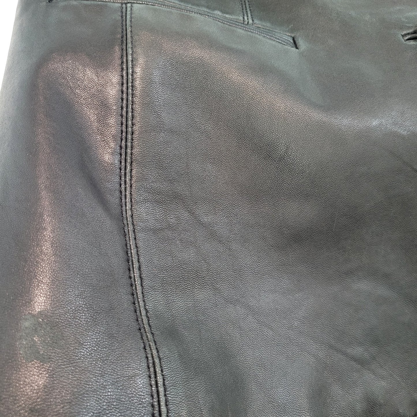 Harold's Black Soft Genuine Leather Buttoned Lined Blazer Jacket Size 10