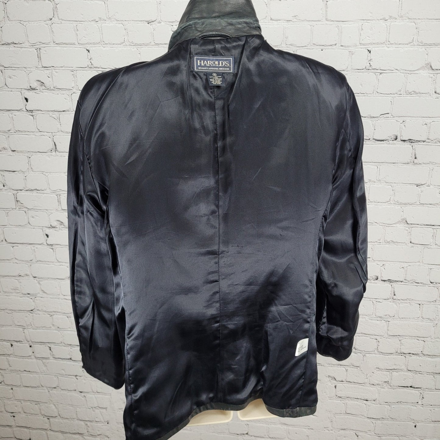 Harold's Black Soft Genuine Leather Buttoned Lined Blazer Jacket Size 10