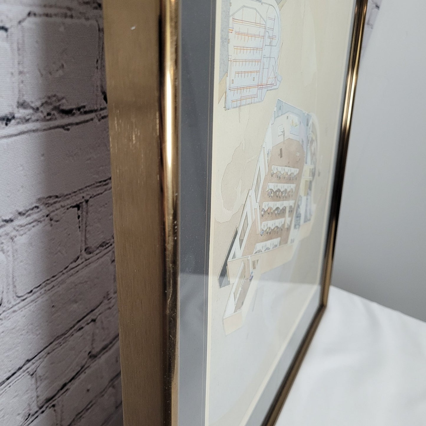 Elizabeth Day Architectural Rendering Watercolor Painting Framed 3D 20x27"