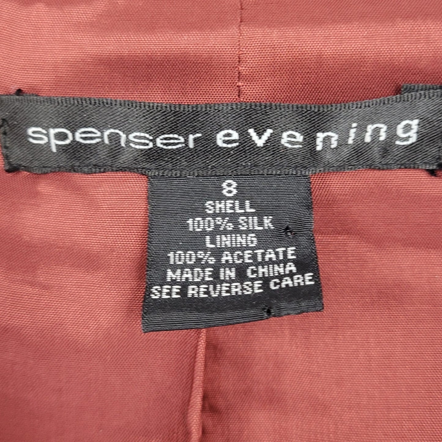 Spenser Evening Red 100% Silk Beaded Embroidered Leaves Lined Jacket Size 8