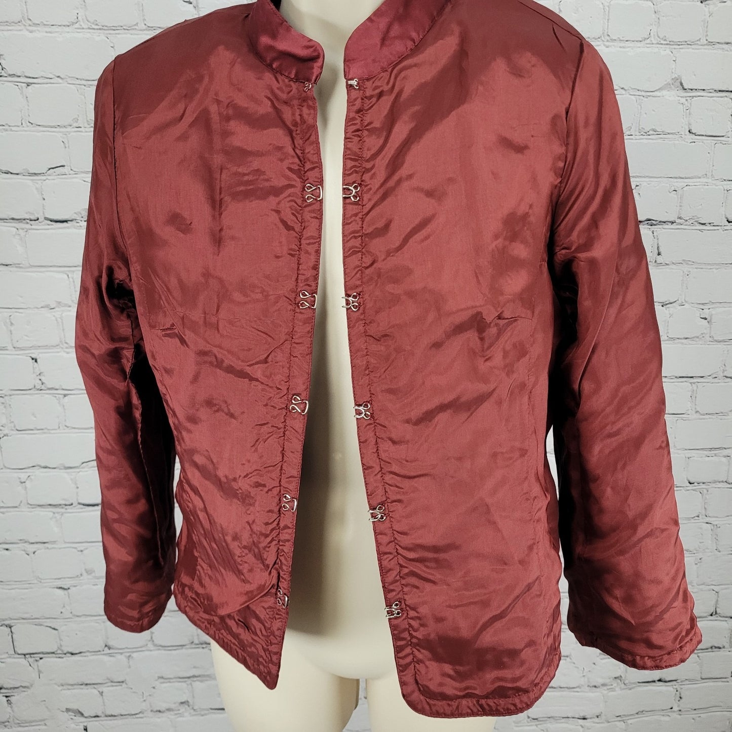 Spenser Evening Red 100% Silk Beaded Embroidered Leaves Lined Jacket Size 8
