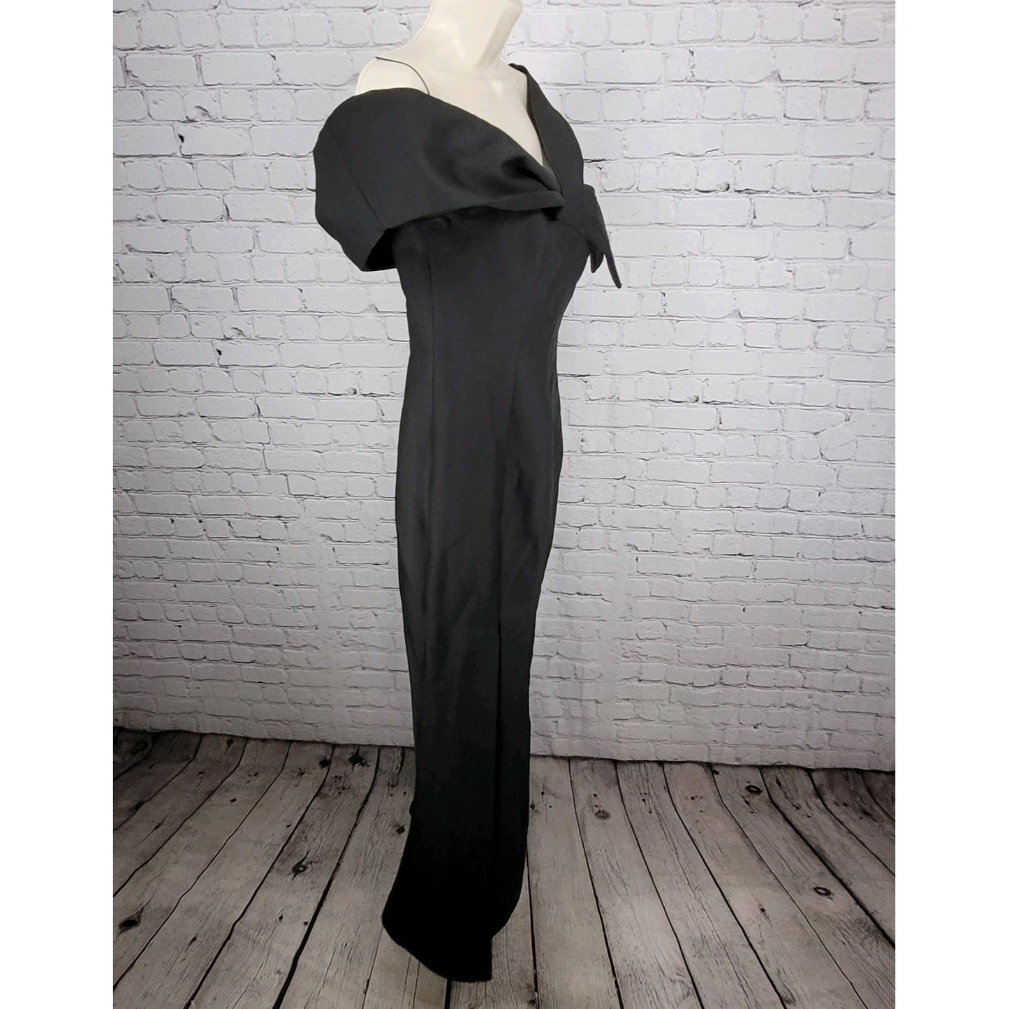 C/MEO Collective Black Asymmetric Off Shoulder Side Slit Maxi Dress Size Large L