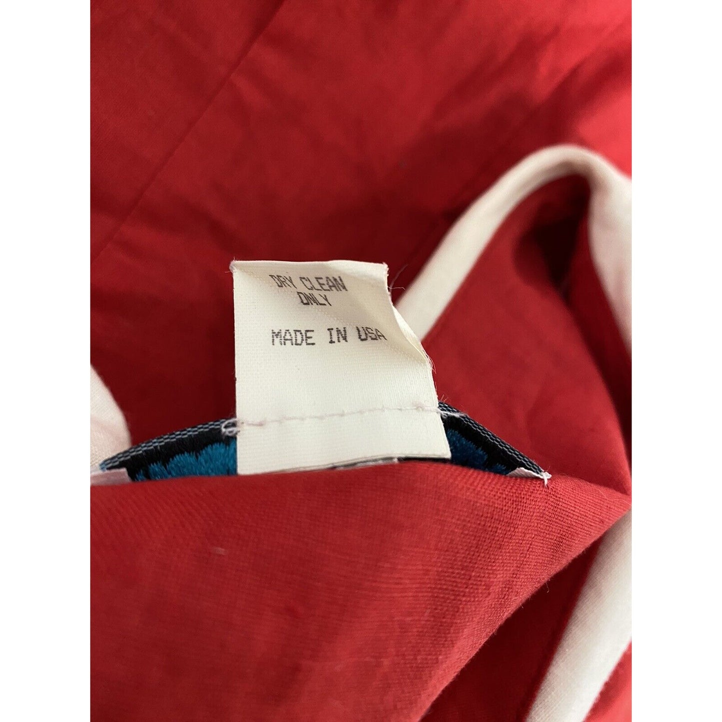 VTG Nicole Summers Linen/ Cotton Red Button Front Cottage Core Shirt Dress 6