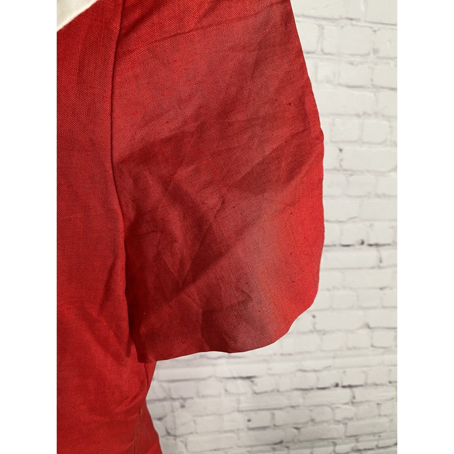 VTG Nicole Summers Linen/ Cotton Red Button Front Cottage Core Shirt Dress 6
