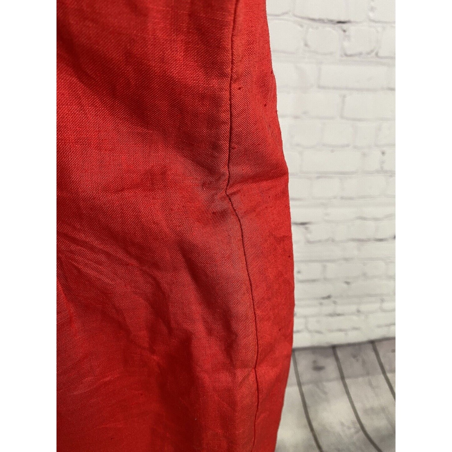 VTG Nicole Summers Linen/ Cotton Red Button Front Cottage Core Shirt Dress 6