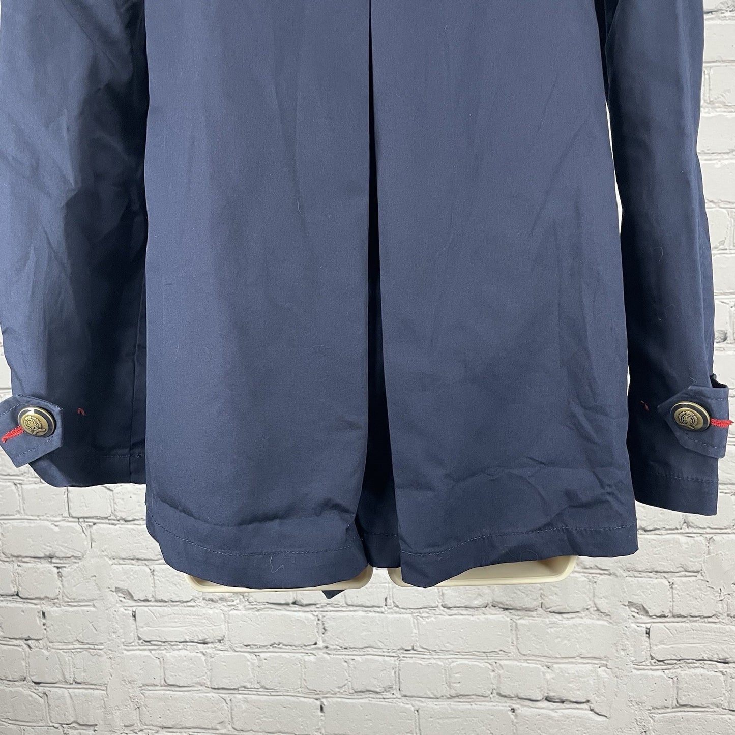 Tommy Hilfiger Navy Cotton Double Breasted Gold Button Jacket Pea Coat Size XS