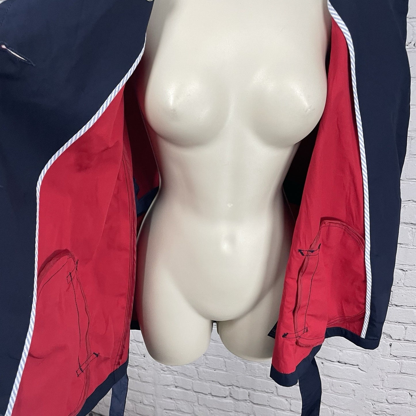 Tommy Hilfiger Navy Cotton Double Breasted Gold Button Jacket Pea Coat Size XS