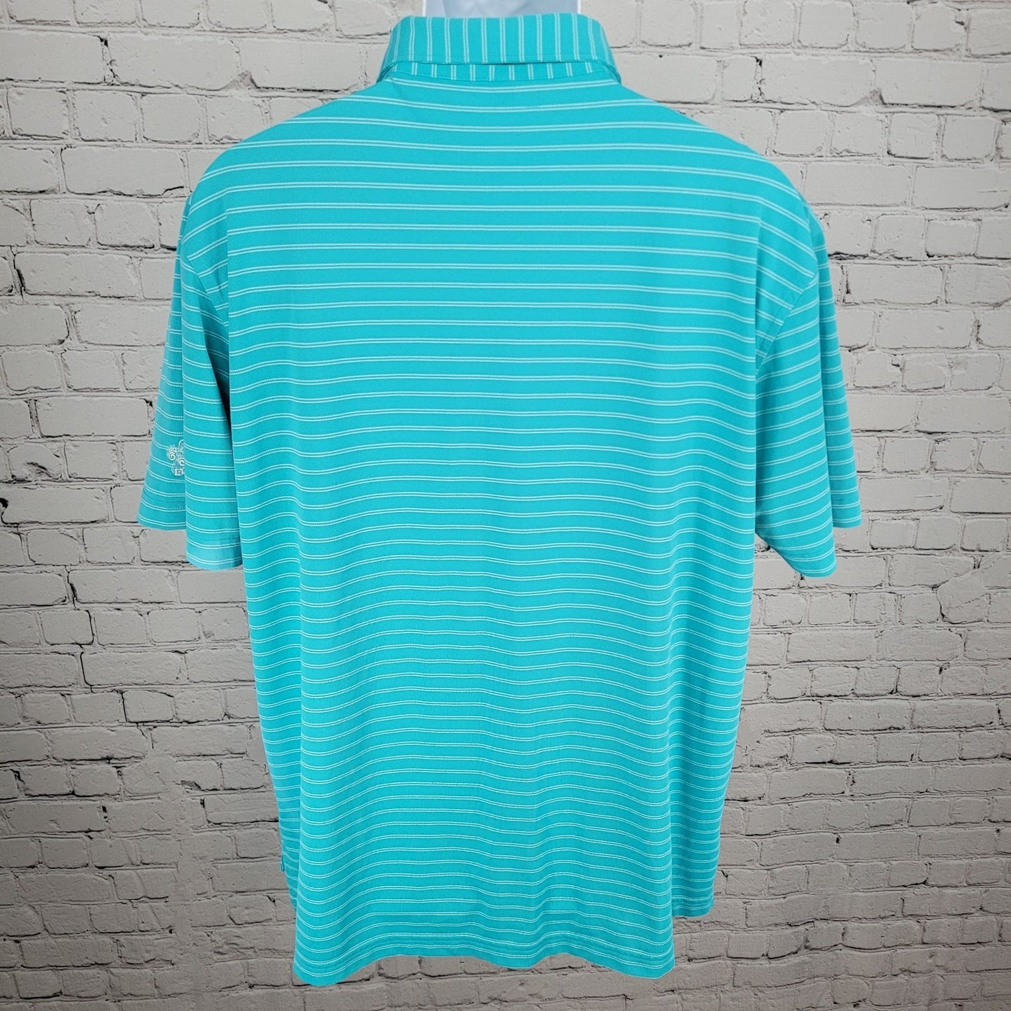 Peter Millar Blue Striped Summer Comfort Polo Short Sleeve Golf Shirt Large L