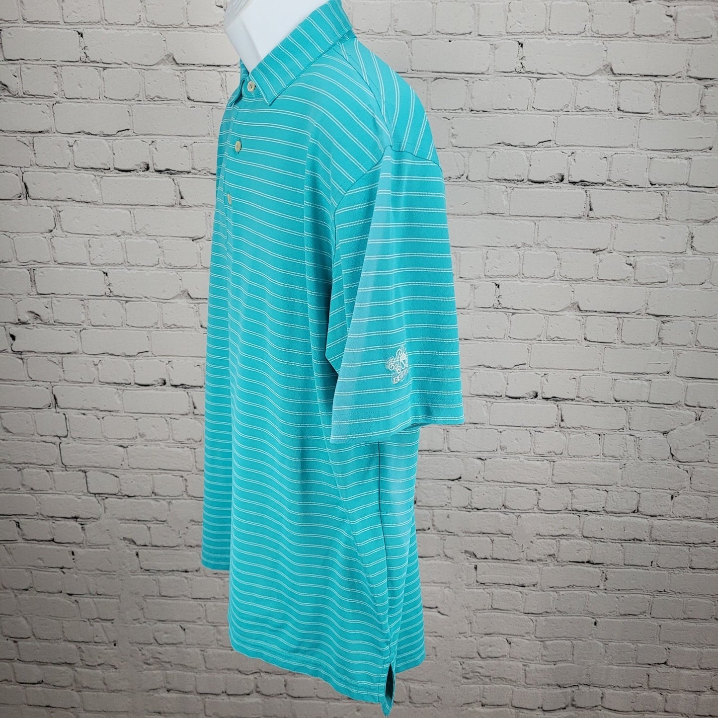 Peter Millar Blue Striped Summer Comfort Polo Short Sleeve Golf Shirt Large L