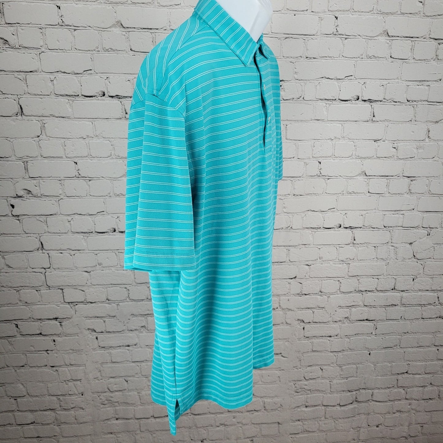 Peter Millar Blue Striped Summer Comfort Polo Short Sleeve Golf Shirt Large L