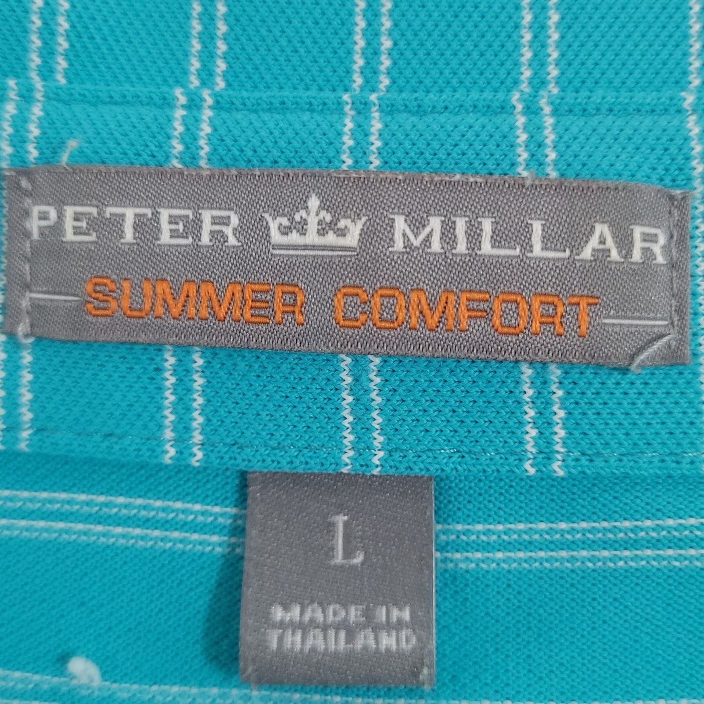 Peter Millar Blue Striped Summer Comfort Polo Short Sleeve Golf Shirt Large L