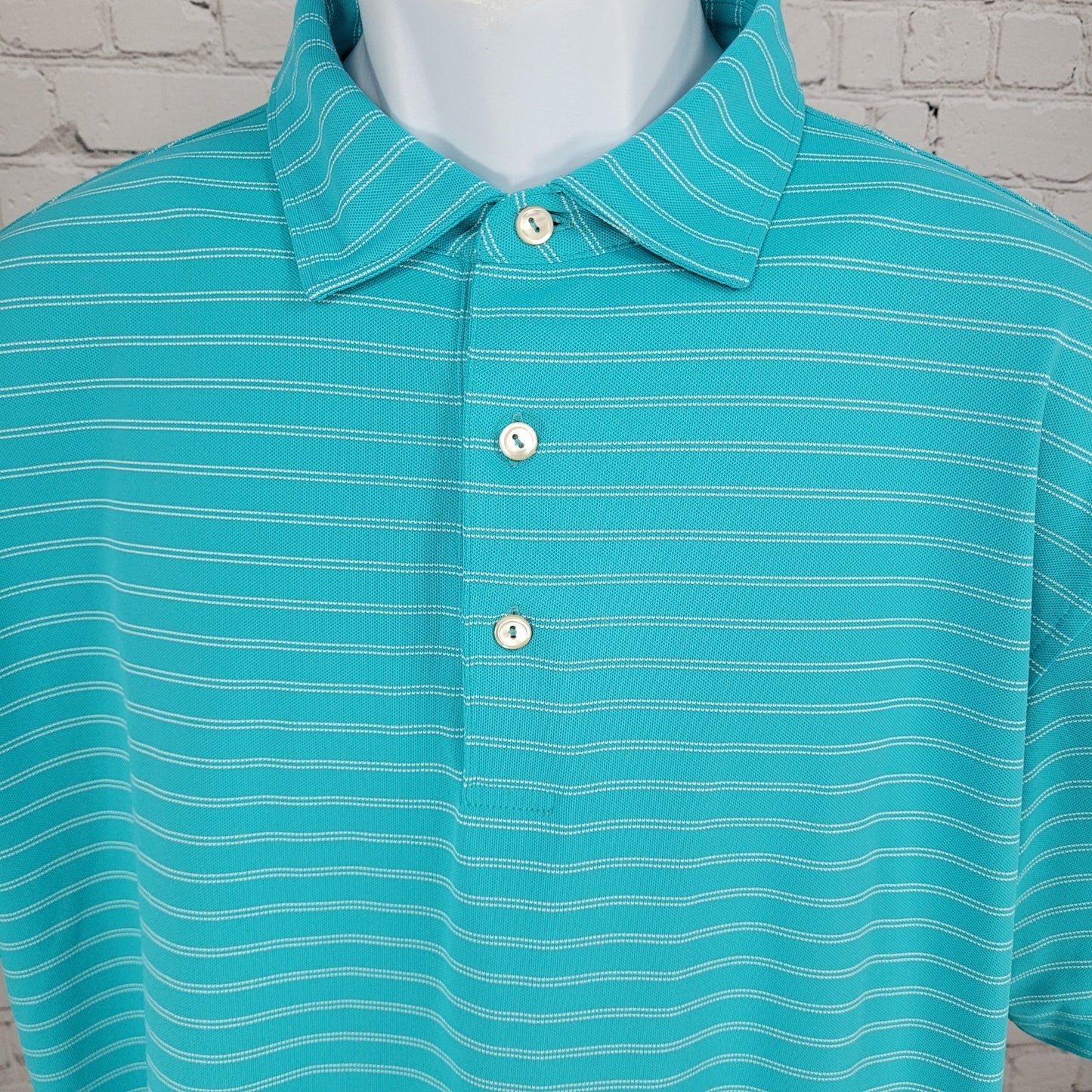Peter Millar Blue Striped Summer Comfort Polo Short Sleeve Golf Shirt Large L