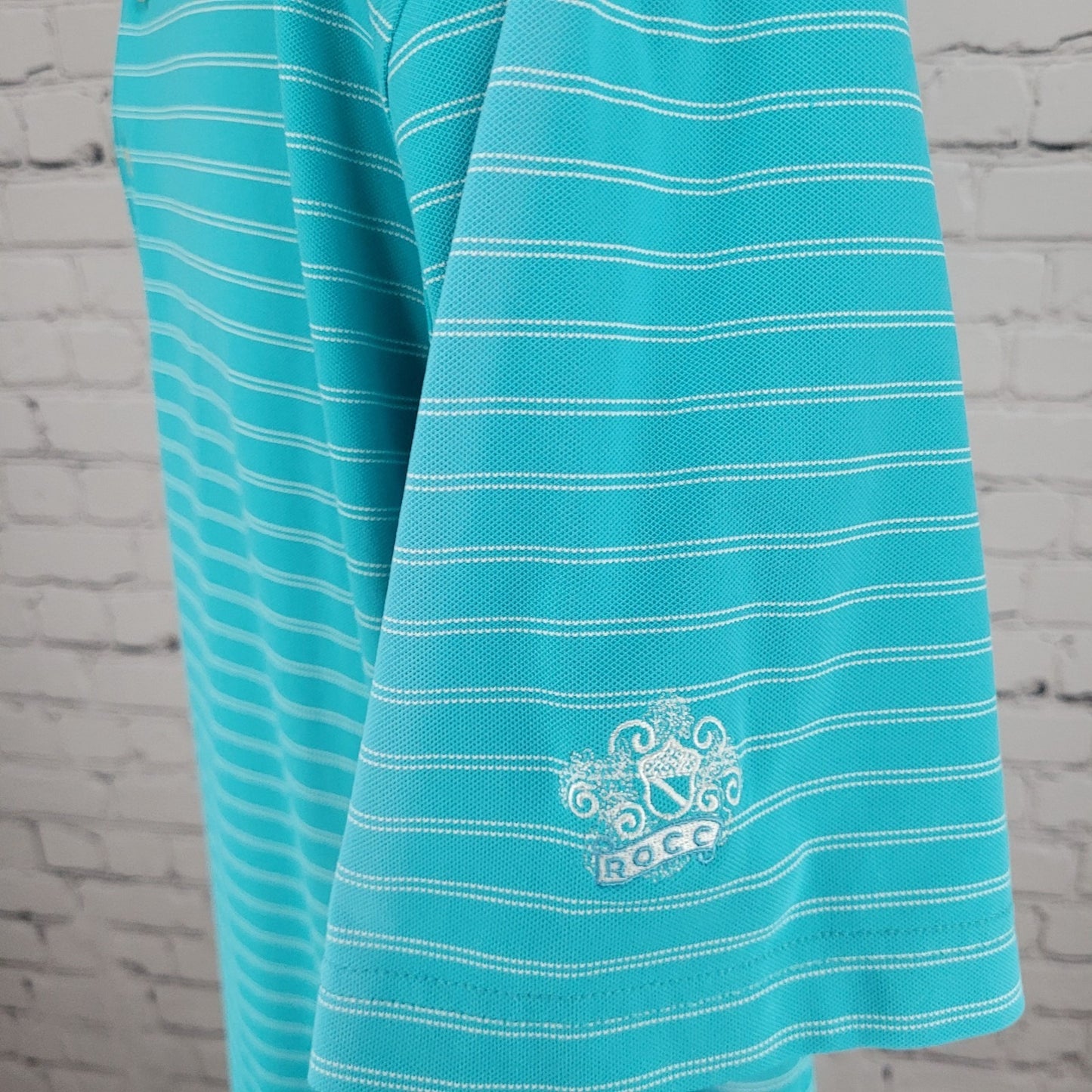 Peter Millar Blue Striped Summer Comfort Polo Short Sleeve Golf Shirt Large L