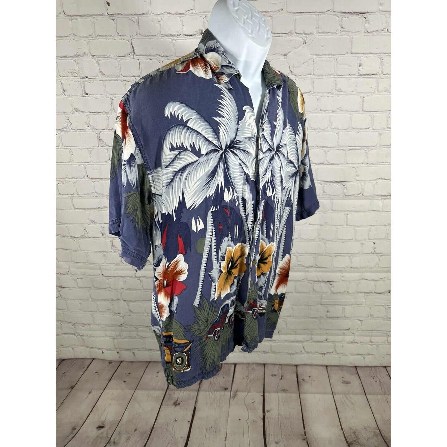 VTG Thums Up For Him Sportswear Floral Hawaiian Button Down Shirt Men’s Size XL