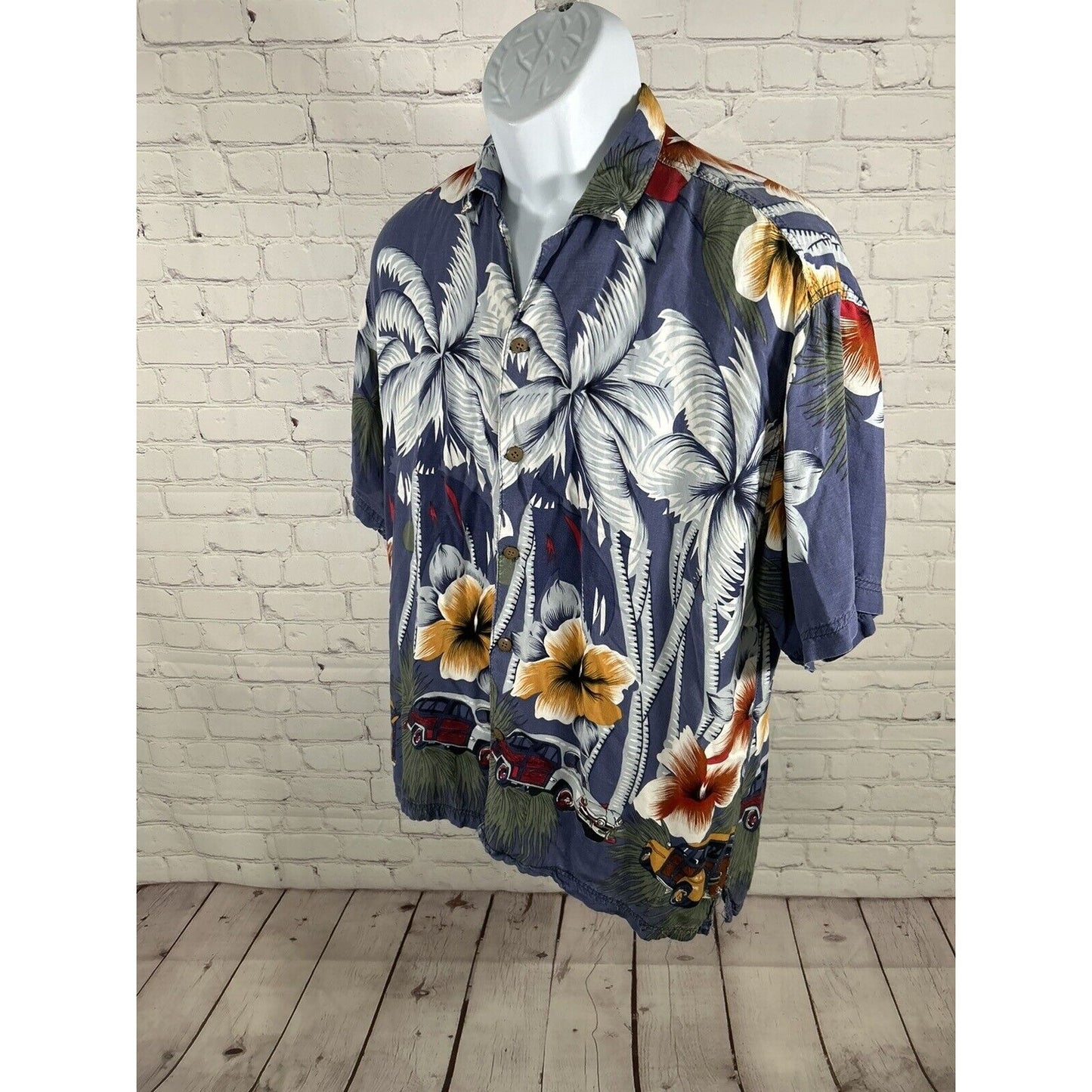 VTG Thums Up For Him Sportswear Floral Hawaiian Button Down Shirt Men’s Size XL