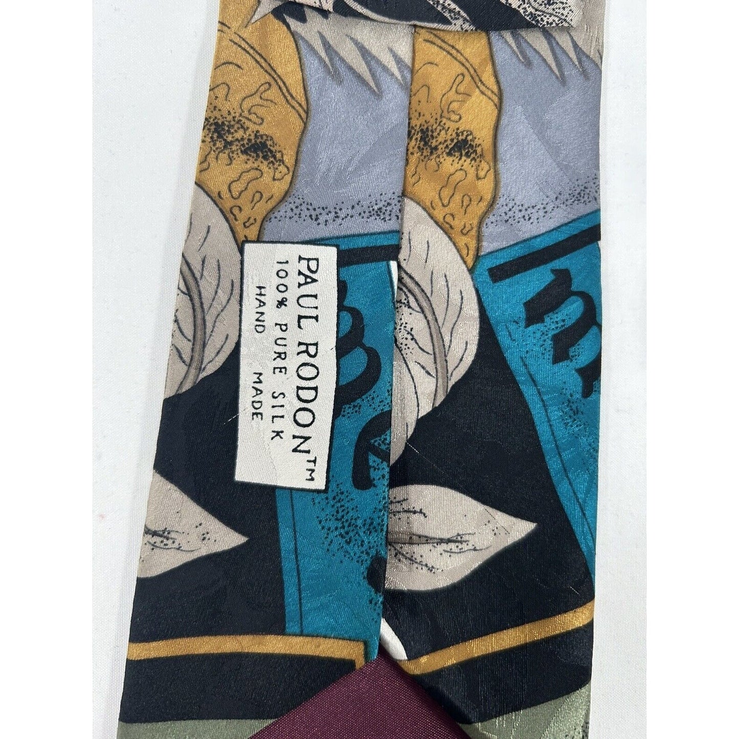 Paul Roden 100% Pure Silk Handmade Abstract Colorful Neck Tie 56 x 3.75