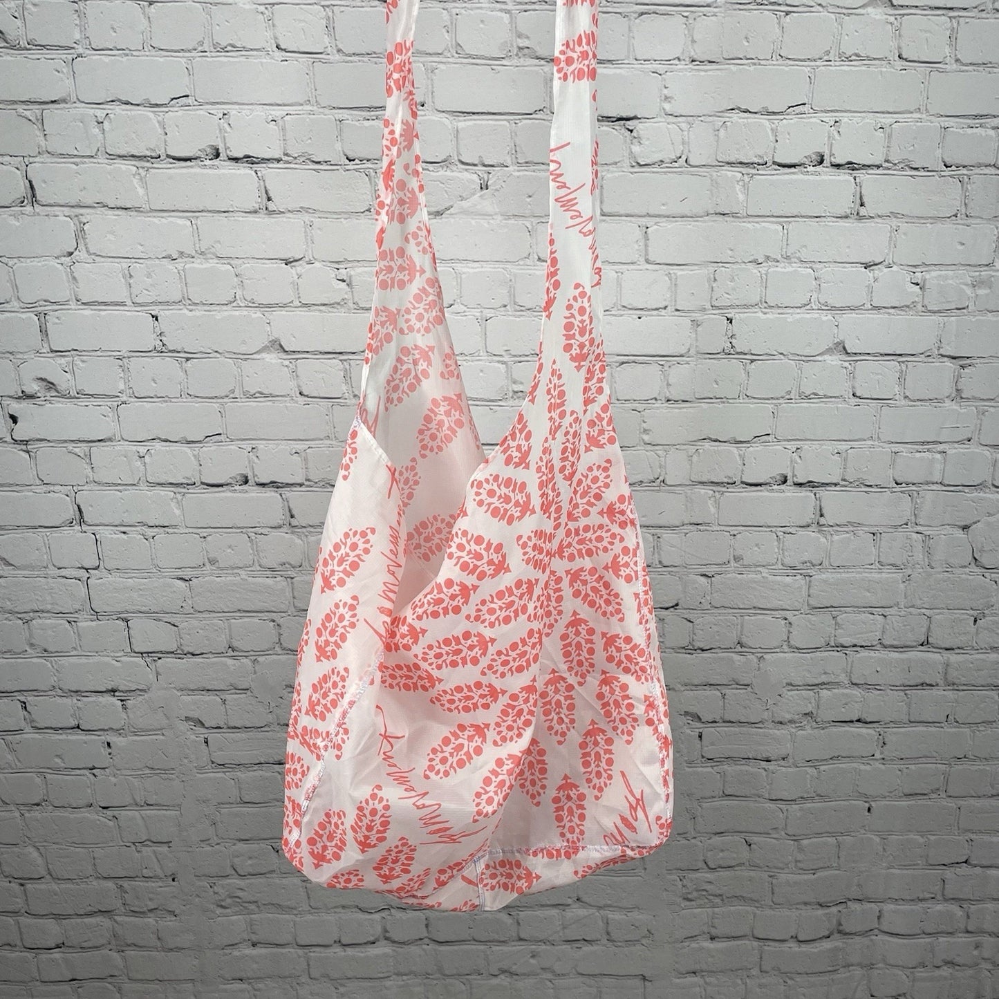 Free People Movement Orange Printed Nylon Lightweight Reusable Tote Bag Beach L