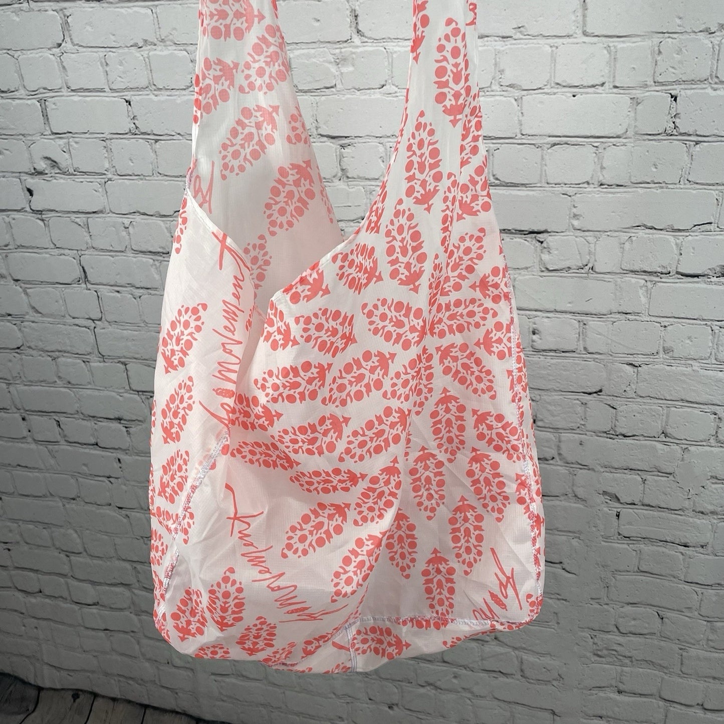Free People Movement Orange Printed Nylon Lightweight Reusable Tote Bag Beach L