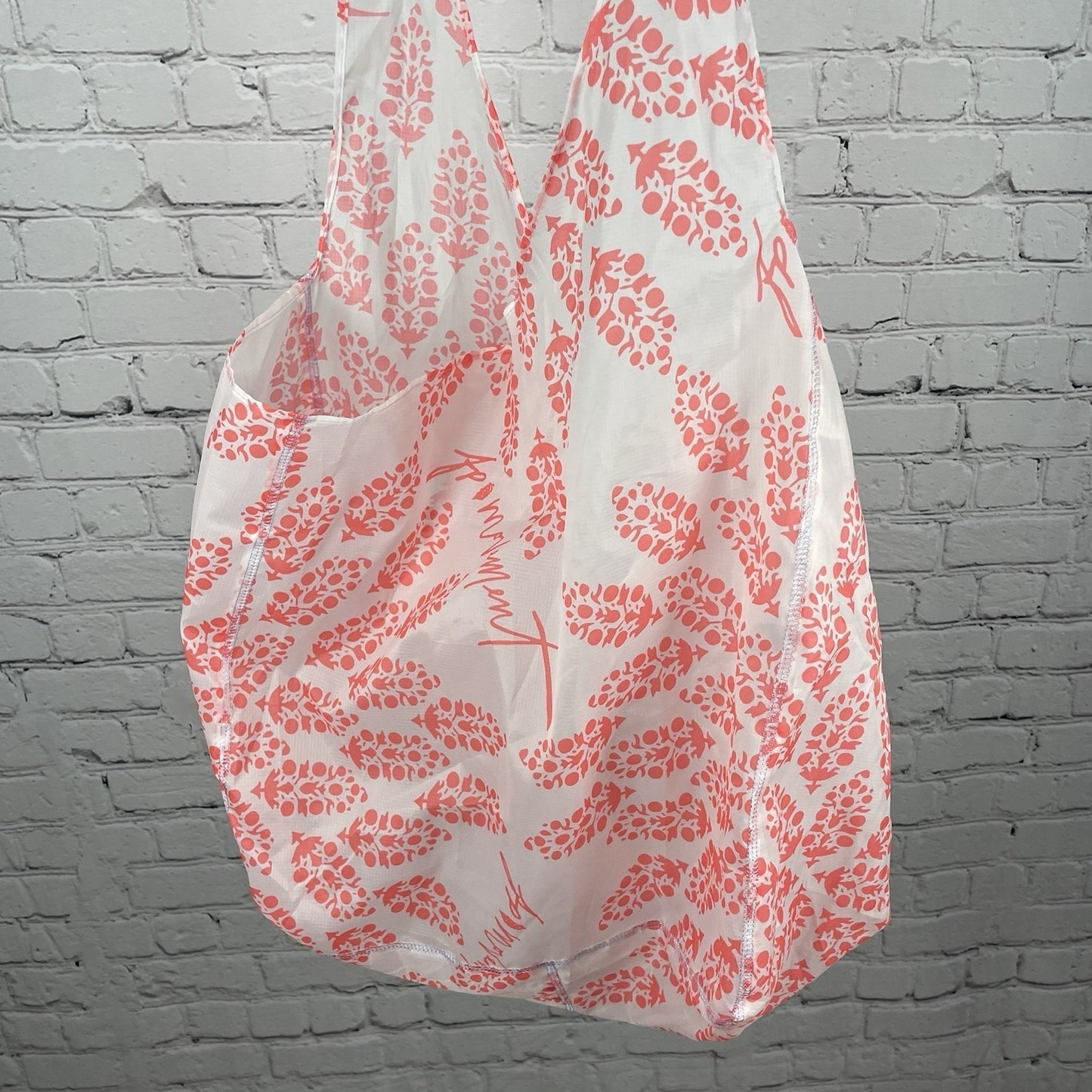 Free People Movement Orange Printed Nylon Lightweight Reusable Tote Bag Beach L