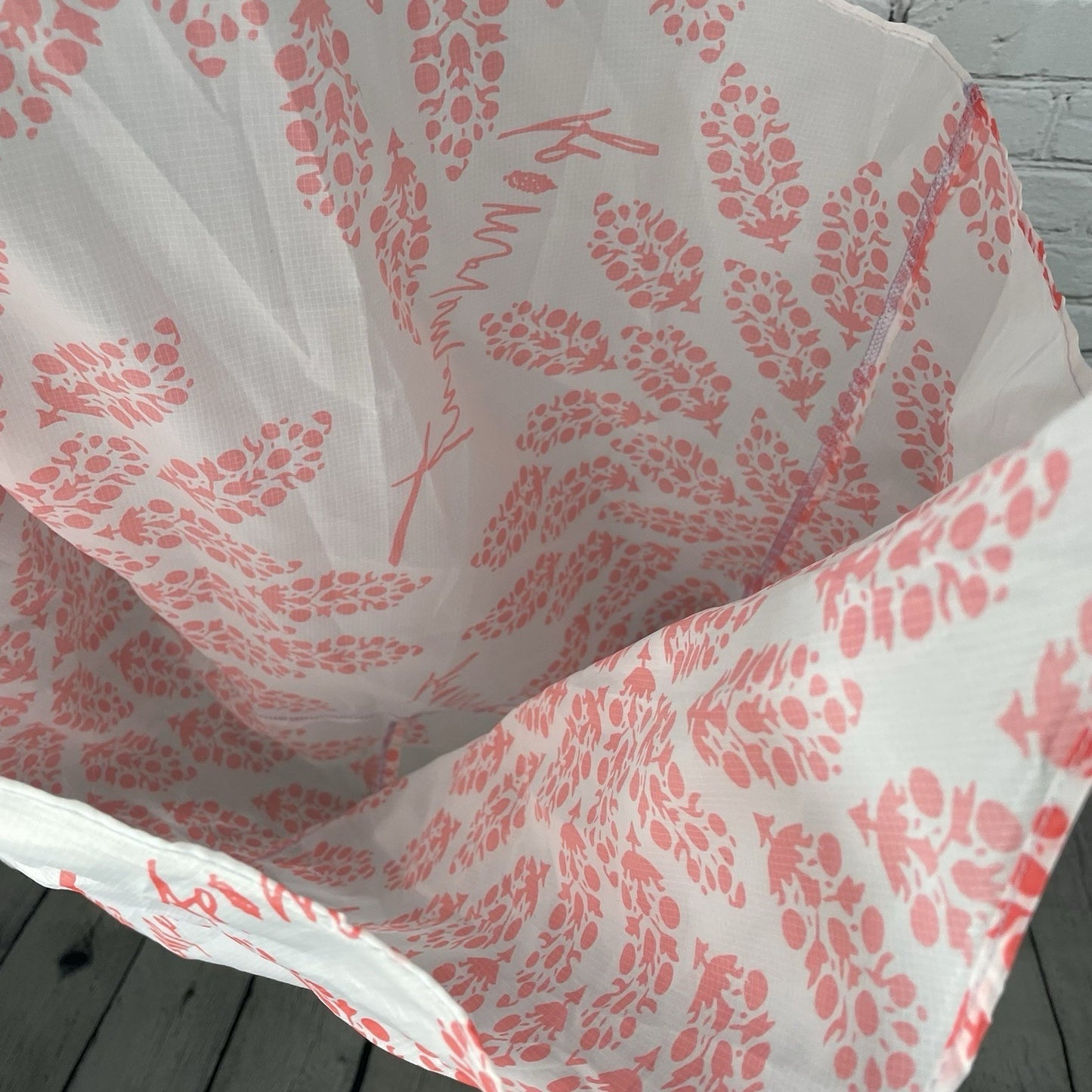 Free People Movement Orange Printed Nylon Lightweight Reusable Tote Bag Beach L