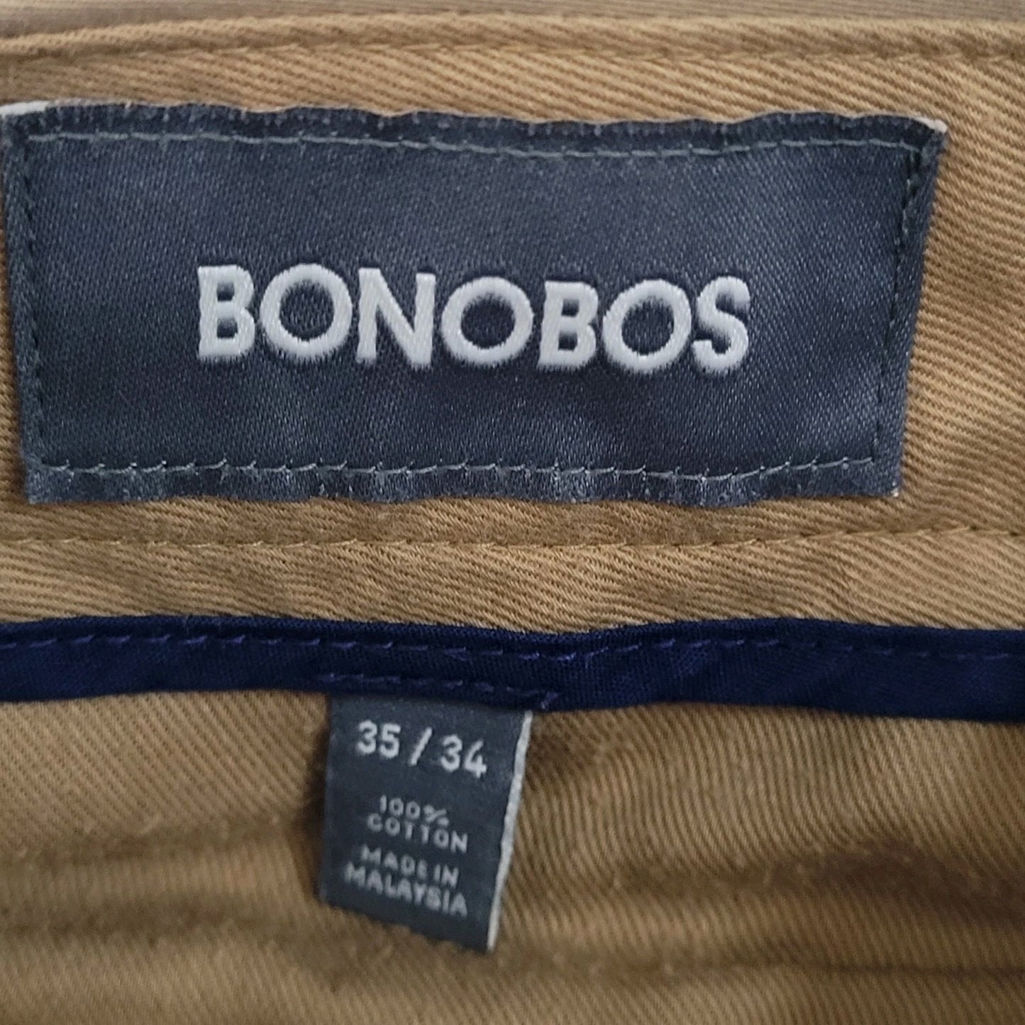Bonobos Brown Thursday 100% Cotton Slim Straight Leg Chino Pants Size 35 (35x34)