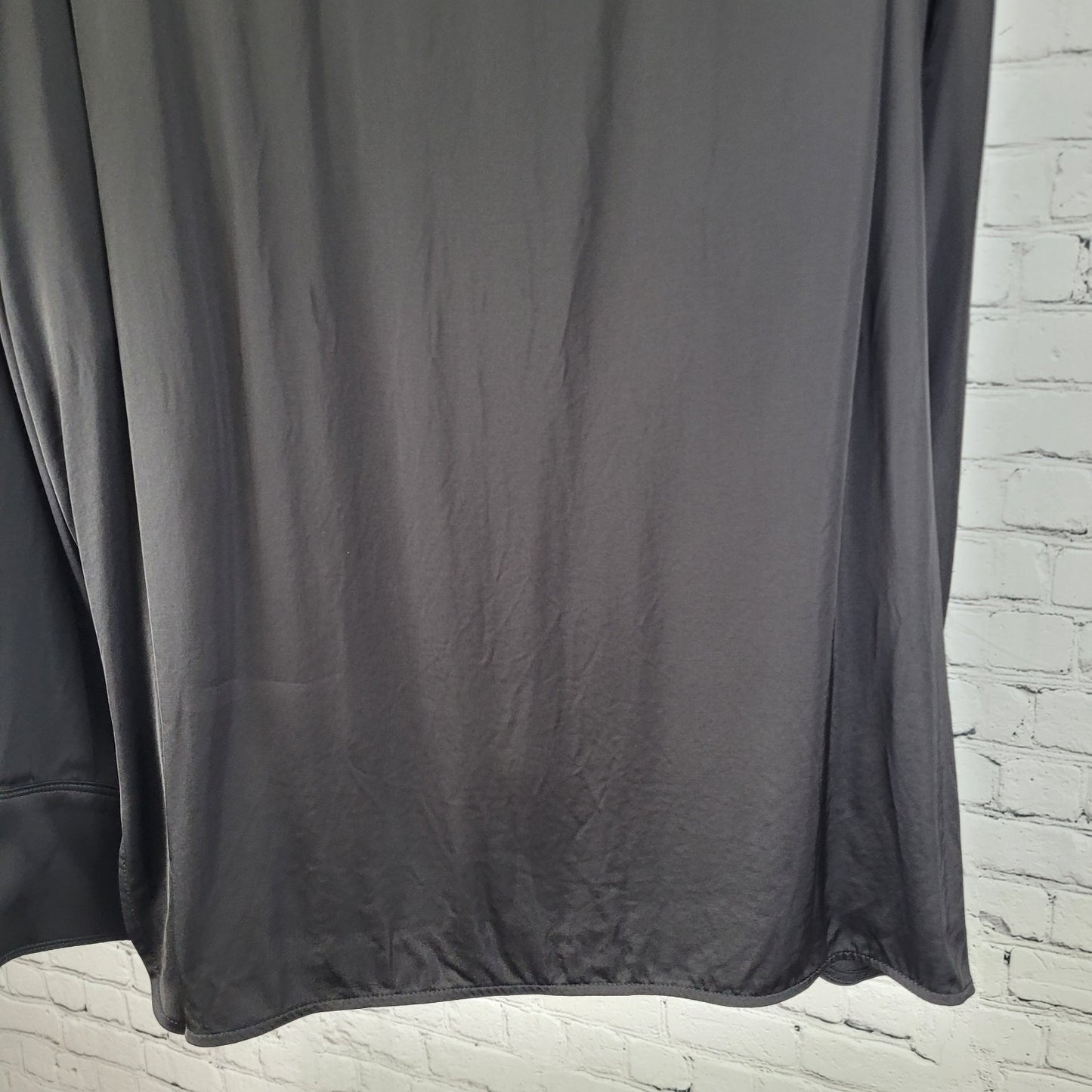 NWT Zara Black Silky Satin Button Up Long Sleeve Collared Dress Shirt Size XL