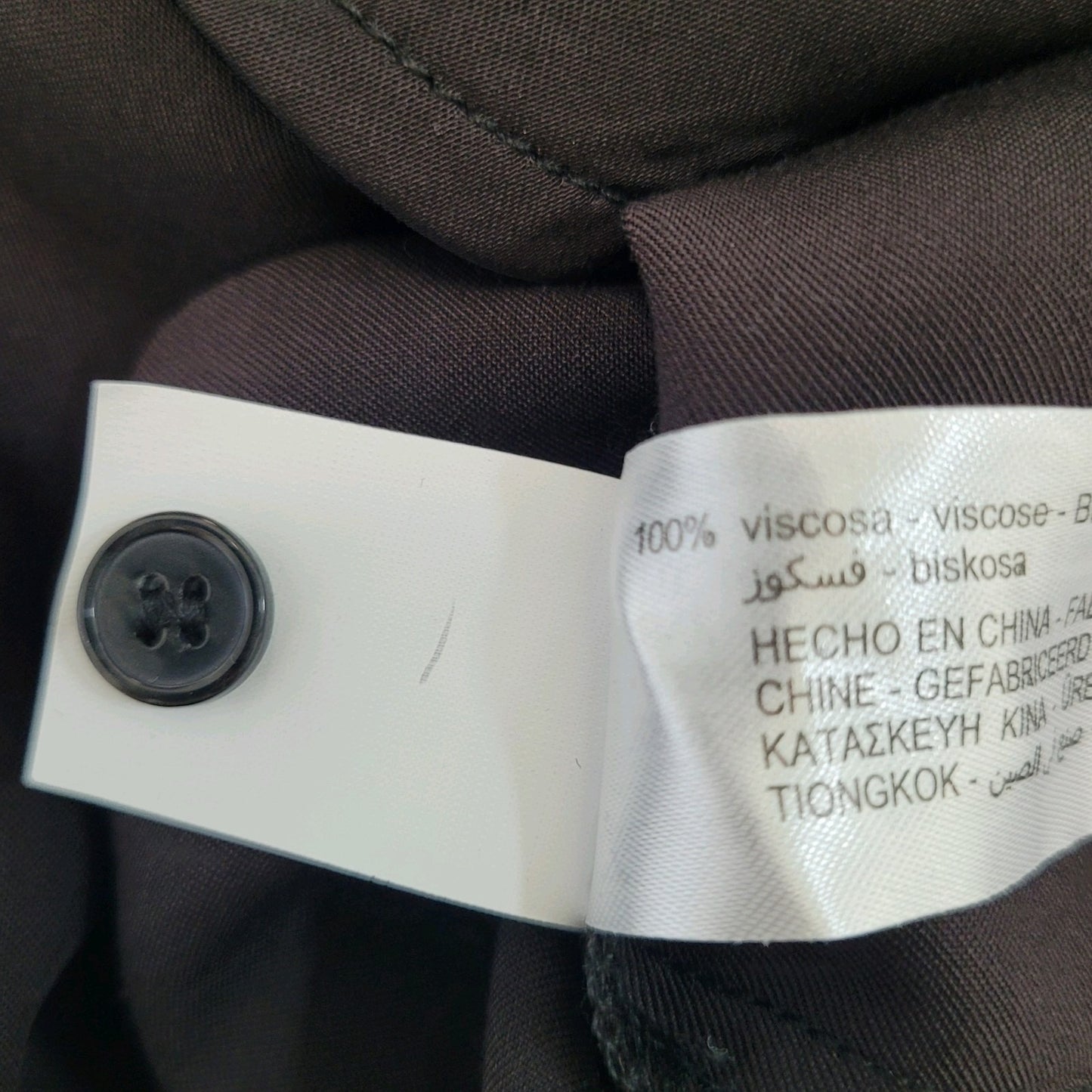 NWT Zara Black Silky Satin Button Up Long Sleeve Collared Dress Shirt Size XL