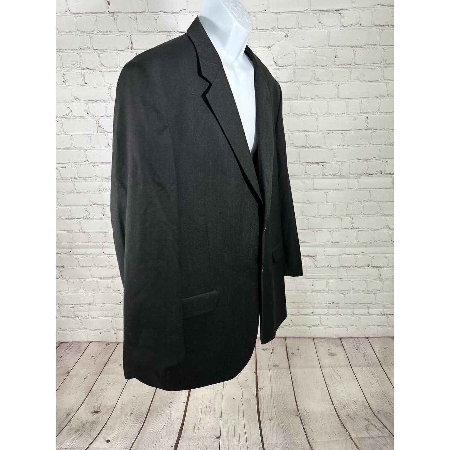 Albert Nippon Black Brown Stripe Two Button 100% Wool Blazer Jacket Men’s 50L