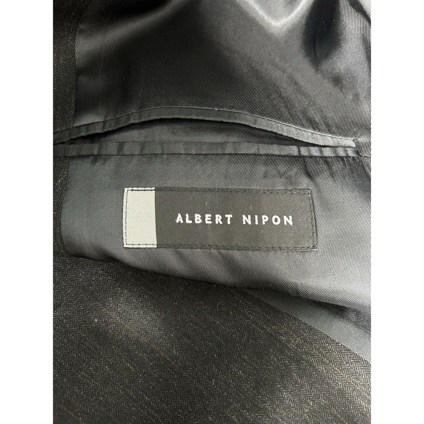 Albert Nippon Black Brown Stripe Two Button 100% Wool Blazer Jacket Men’s 50L
