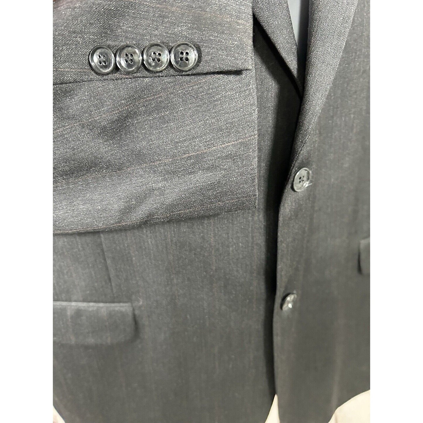 Albert Nippon Black Brown Stripe Two Button 100% Wool Blazer Jacket Men’s 50L