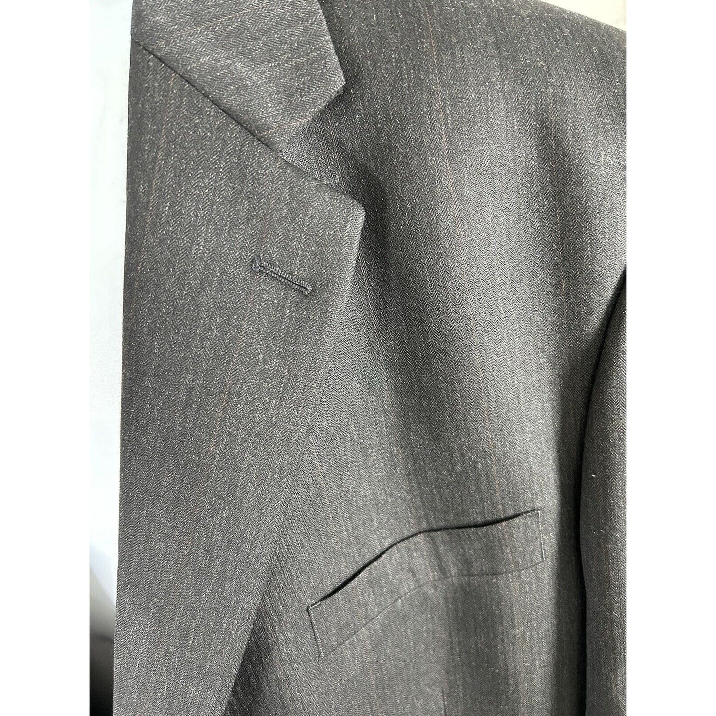 Albert Nippon Black Brown Stripe Two Button 100% Wool Blazer Jacket Men’s 50L