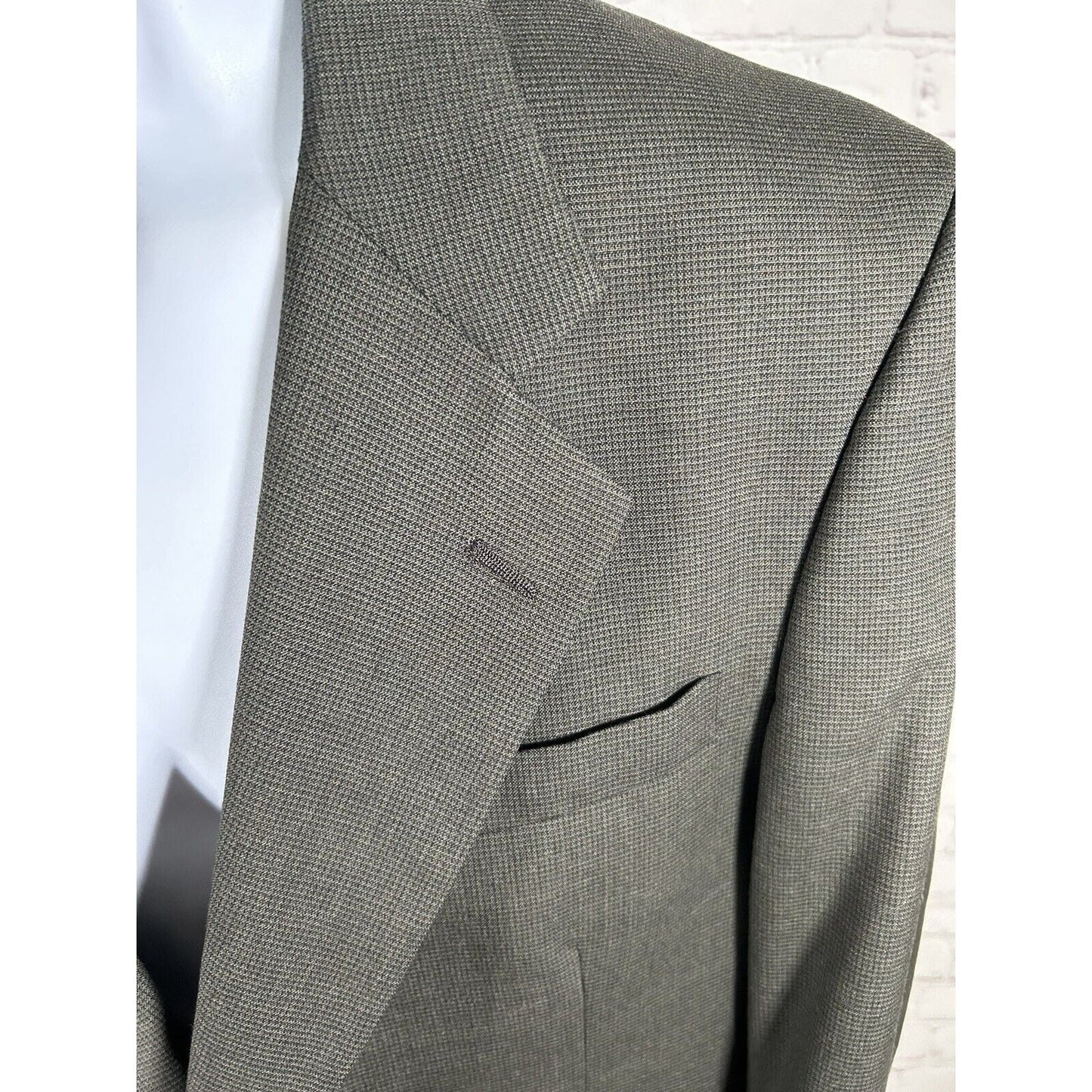 VTG Jos A Bank Business Express 100% Wool Green/Blue Check Blazer Jacket 43R