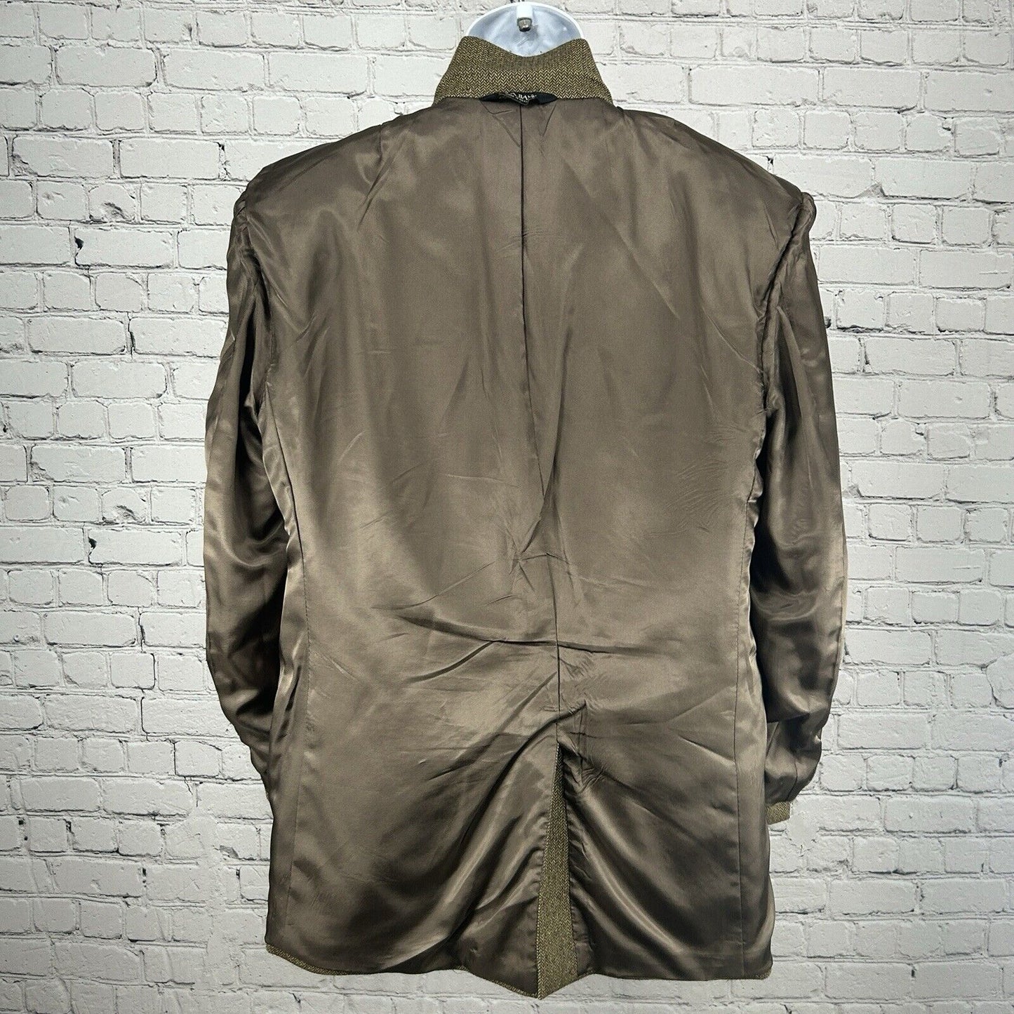 VTG Jos A Bank Brown Wool Herringbone 2 Button Vented Suit Jacket Size 41R