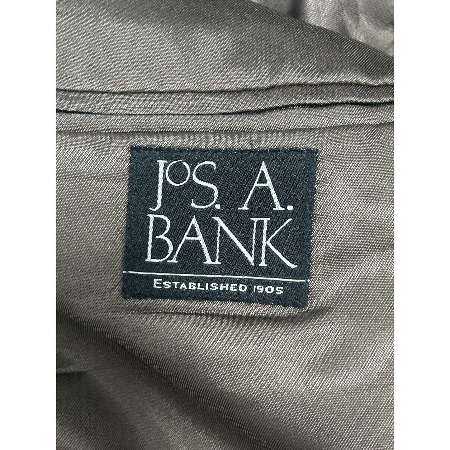 VTG Jos A Bank Brown Wool Herringbone 2 Button Vented Suit Jacket Size 41R