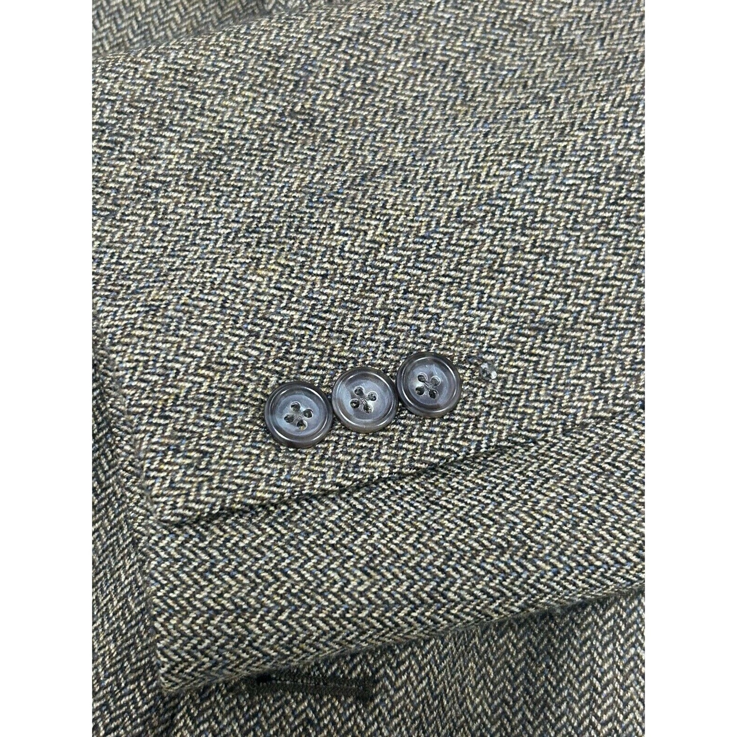 VTG Jos A Bank Brown Wool Herringbone 2 Button Vented Suit Jacket Size 41R
