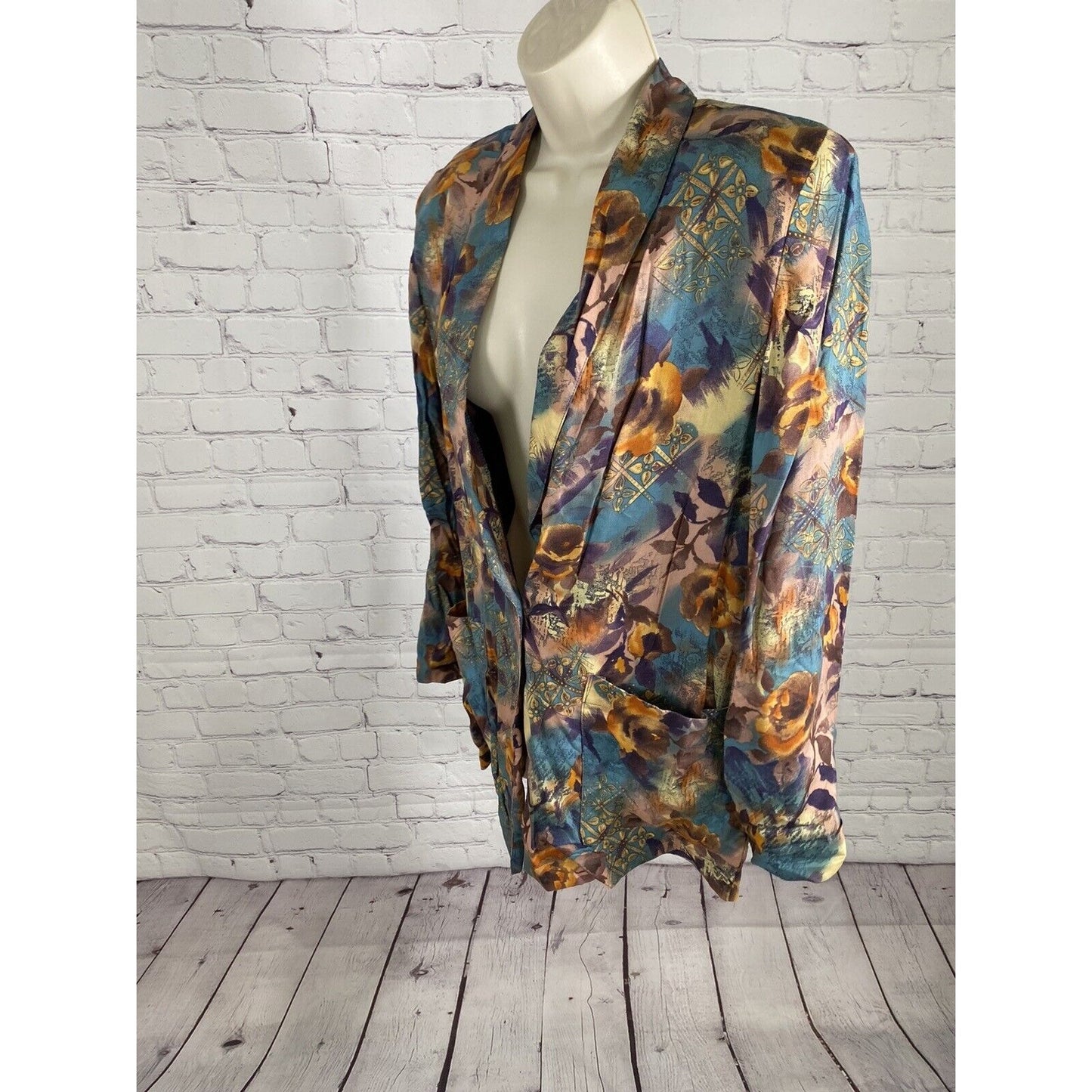 VTG Impressions Of California Multicolor Floral Long Sleeve Single Button Top S